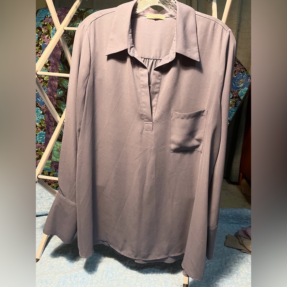 Flowy Periwinkle Long Sleeve Shirt